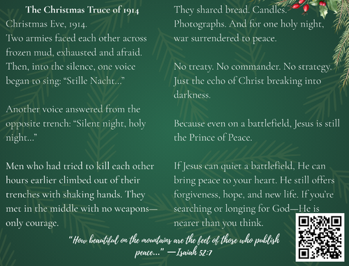 Christmas Truce 1914 Story Card | Digital Download